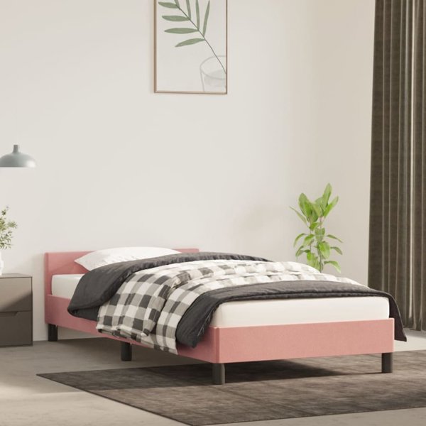 vidaXL Rama κρεβατιού με κεφαλάρι, ροζ, 80x200 cm, βελούδινη