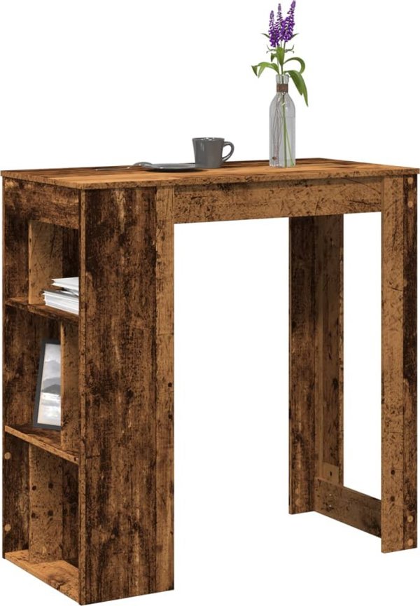 vidaXL Stolik barowy z przegrodami, stare drewno, 102x50x103,5 cm