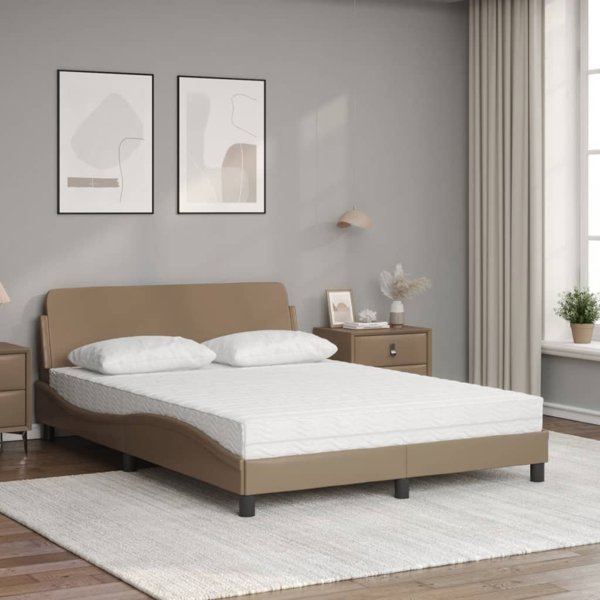 vidaXL Lozko z materacem cappuccino 120x200 cm sztuczna skora