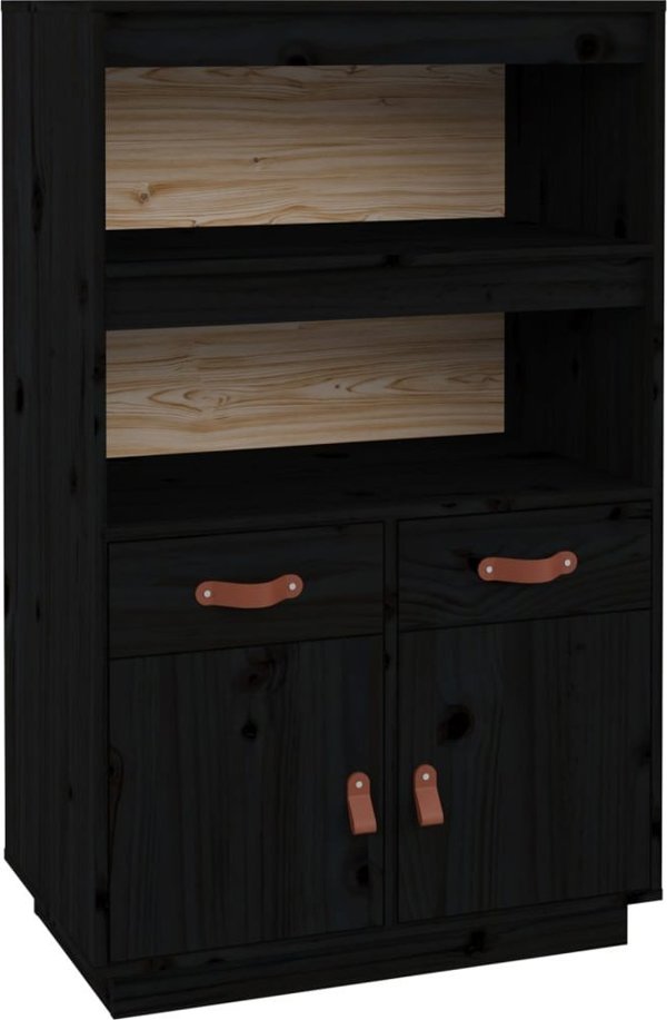 vidaXL vidaXL Kredens, czarny, 67x40x108,5 cm, lite drewno sosnowe