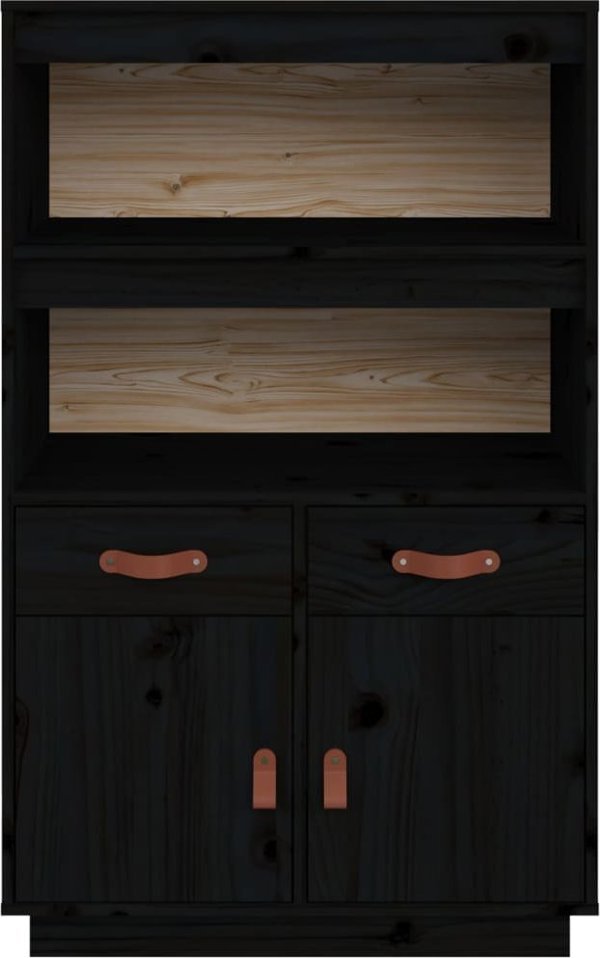 vidaXL vidaXL Kredens, czarny, 67x40x108,5 cm, lite drewno sosnowe