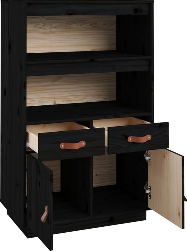 vidaXL vidaXL Kredens, czarny, 67x40x108,5 cm, lite drewno sosnowe