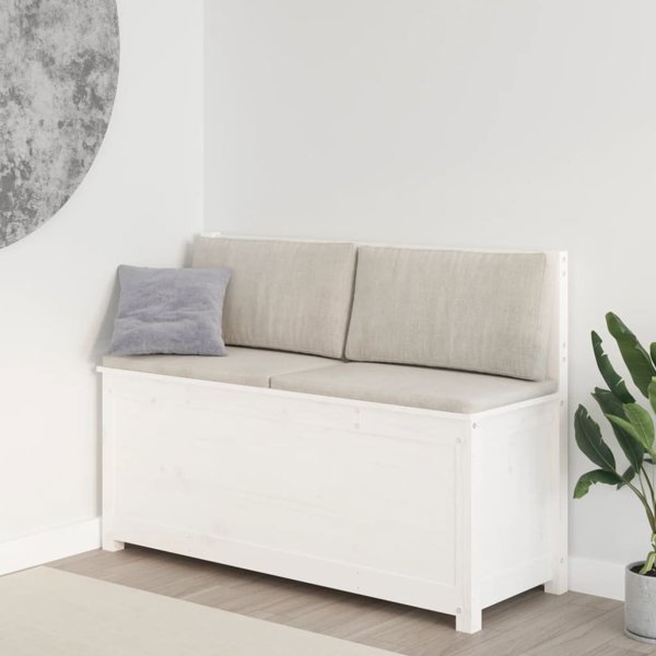 vidaXL Πάγκος λευκός 110x41x76,5 cm από συμπαγές πεύκο
