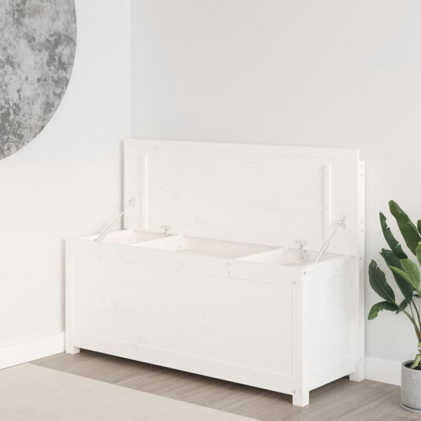 vidaXL Πάγκος λευκός 110x41x76,5 cm από συμπαγές πεύκο
