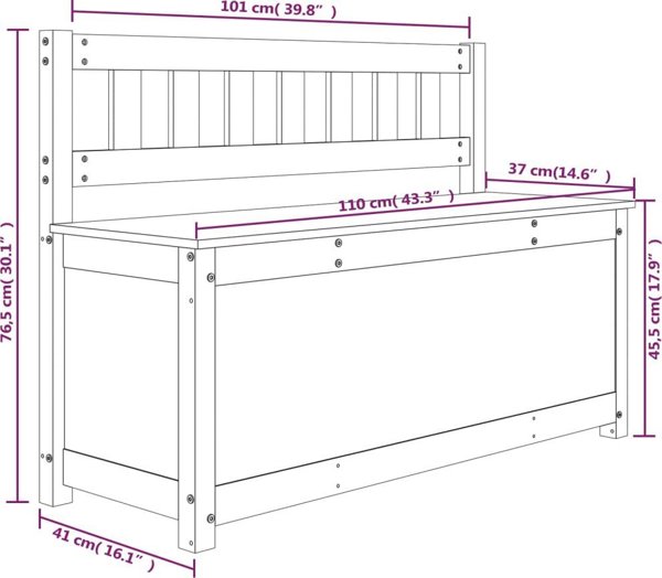 vidaXL Πάγκος λευκός 110x41x76,5 cm από συμπαγές πεύκο