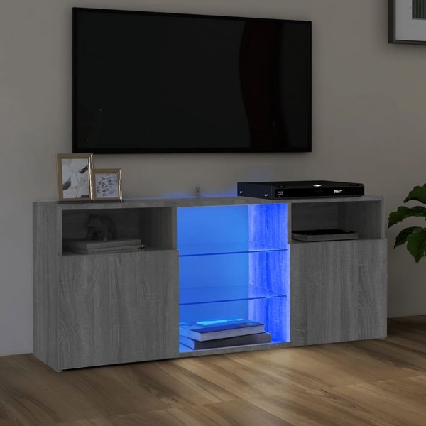 vidaXL Ντουλάπι TV με LED φωτισμό, γκρι Sonoma Δρυς, 120x30x50 cm