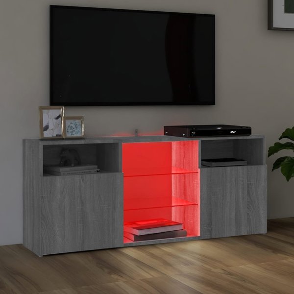 vidaXL Ντουλάπι TV με LED φωτισμό, γκρι Sonoma Δρυς, 120x30x50 cm