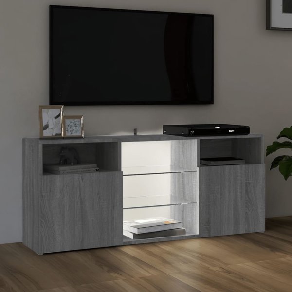 vidaXL Ντουλάπι TV με LED φωτισμό, γκρι Sonoma Δρυς, 120x30x50 cm