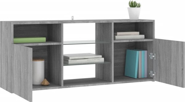 vidaXL Ντουλάπι TV με LED φωτισμό, γκρι Sonoma Δρυς, 120x30x50 cm