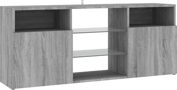 vidaXL Ντουλάπι TV με LED φωτισμό, γκρι Sonoma Δρυς, 120x30x50 cm
