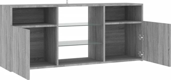 vidaXL Ντουλάπι TV με LED φωτισμό, γκρι Sonoma Δρυς, 120x30x50 cm