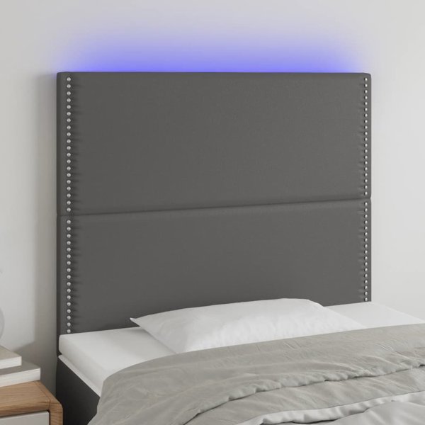 vidaXL Κεφαλάρι Κρεβατιού Γκρι, 100x5x118/128 cm, τεχνικό δέρμα
