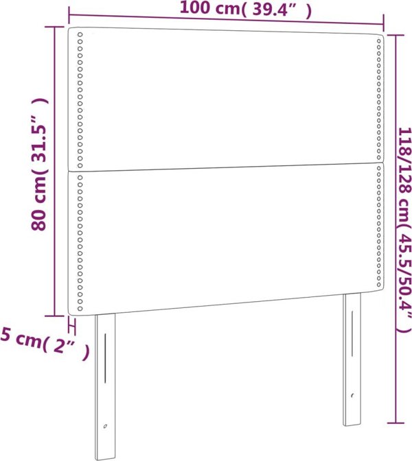 vidaXL Κεφαλάρι Κρεβατιού Γκρι, 100x5x118/128 cm, τεχνικό δέρμα
