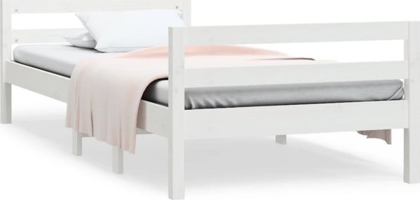 vidaXL Κρεβατοκάμαρα με Πλαίσιο, λευκό, 75x190 εκ., από μασίφ πεύκο