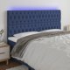 vidaXL Zaglowek do lozka z LED, niebieski, 200x7x118/128 cm, tkanina