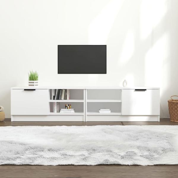 vidaXL Συρταριέρα για τηλεόραση, σετ 2 τεμ., λευκό, 80x35x36,5 εκ.