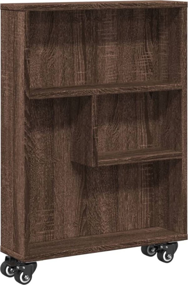 vidaXL Waski wozek pomocniczy, brazowy dab, 48x13x68 cm