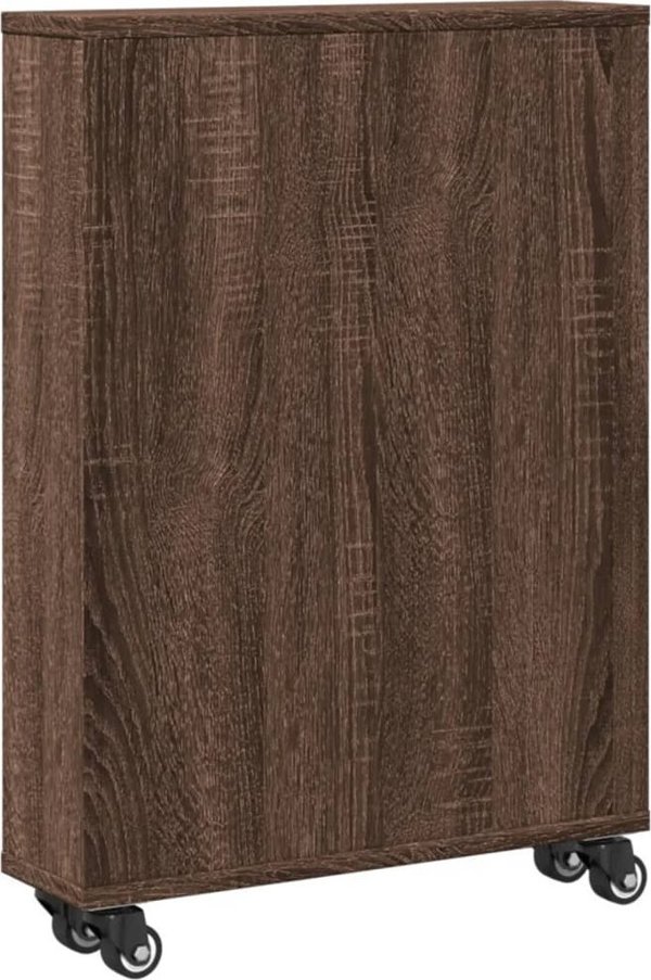 vidaXL Waski wozek pomocniczy, brazowy dab, 48x13x68 cm