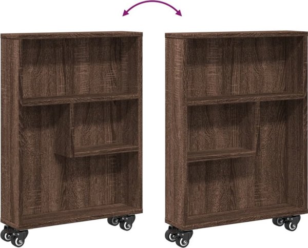 vidaXL Waski wozek pomocniczy, brazowy dab, 48x13x68 cm