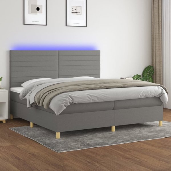 vidaXL Λύκο Kontynentalne με Στρώμα, Σκούρο Γκρι Ύφασμα, 200x200cm