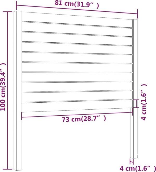 vidaXL Κεφαλάρι κρεβατιού, μαύρο, 81x4x100 cm, μασίφ πεύκο