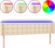 vidaXL Κεφαλάρι για κρεβάτι με LED, κρεμ, 183x16x78/88 cm, ύφασμα