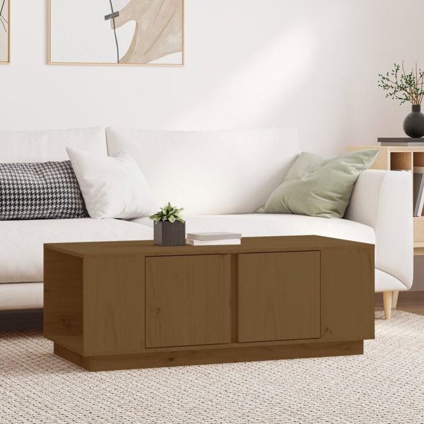 vidaXL Stolik kawowy miodowy braz 110x50x40 cm lite drewno sosnowe