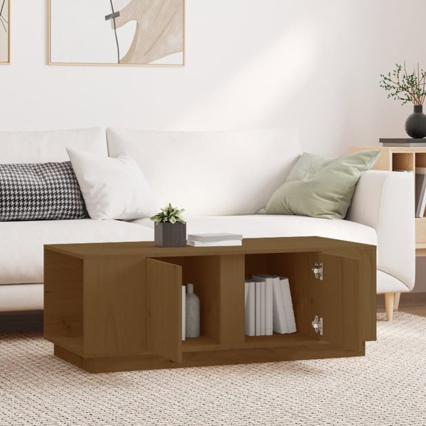 vidaXL Stolik kawowy miodowy braz 110x50x40 cm lite drewno sosnowe