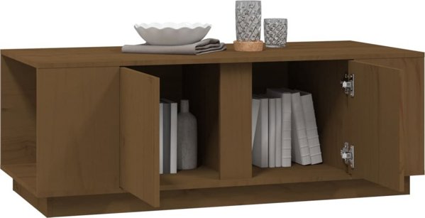 vidaXL Stolik kawowy miodowy braz 110x50x40 cm lite drewno sosnowe