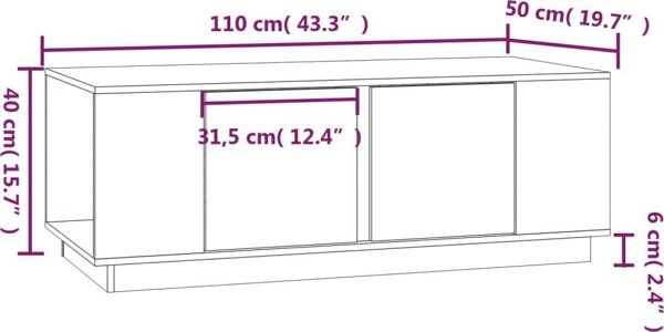 vidaXL Stolik kawowy miodowy braz 110x50x40 cm lite drewno sosnowe