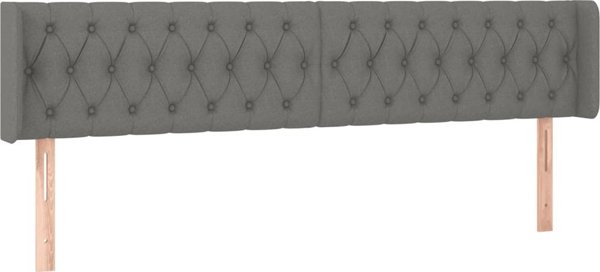 vidaXL Κεφαλάρι κρεβατιού με LED, σκούρο γκρι, 183x16x78/88 εκ., ύφασμα