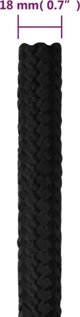 vidaXL Linka zeglarska, czarna jednolita, 18 mm, 50 m, polipropylen