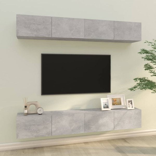 Szafki scienne pod TV betonowa szarosc 4 sztuki 100x30x30 cm