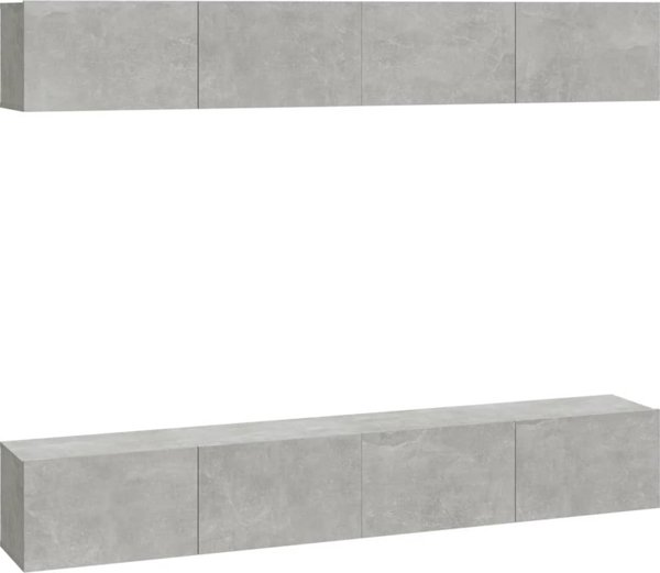 Szafki scienne pod TV betonowa szarosc 4 sztuki 100x30x30 cm