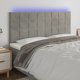 vidaXL Κεφαλάρι κρεβατιού με LED, ανοιχτό γκρι, 160x5x118/128 εκ., βελούδο
