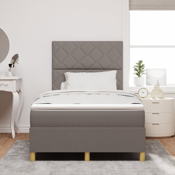vidaXL Κρεβάτι με Αποθηκευτικό Χώρο και Στρώμα Taupe 120x200 εκ Ύφασμα