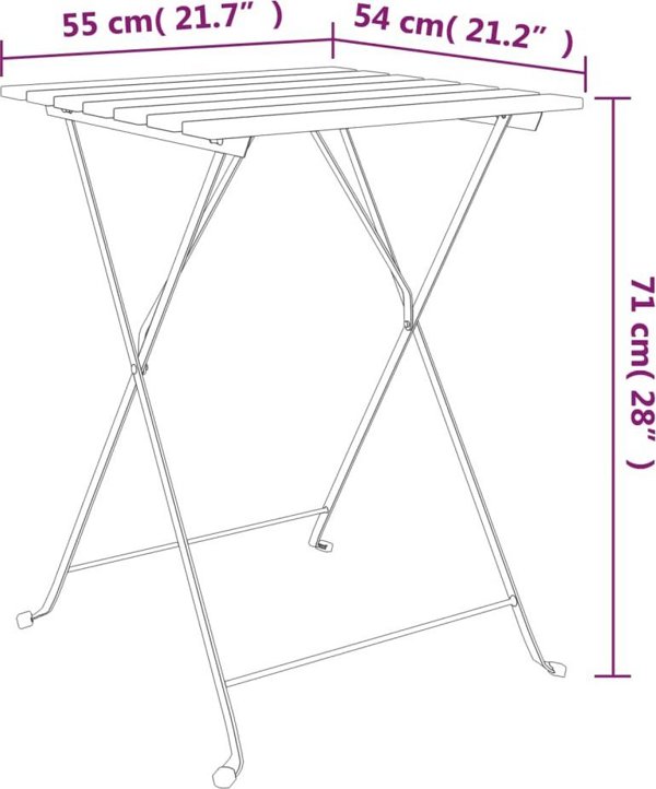 vidaXL Σετ bistro 3 τεμαχιων αναδιπλουμενο, ξυλο ακακιας και ατσαλι