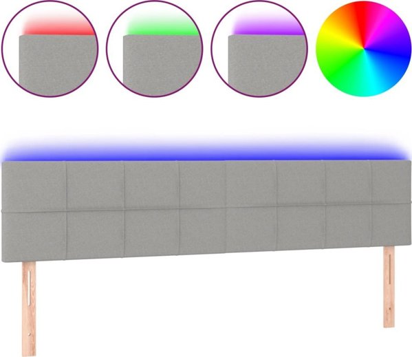 vidaXL Zaglowek do lozkou me LED, jasnoszaro, 180x5x78/88 cm, tisxania