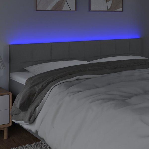 vidaXL Zaglowek do lozkou me LED, jasnoszaro, 180x5x78/88 cm, tisxania