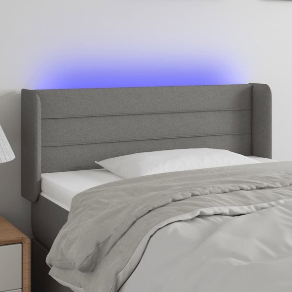 vidaXL Ζαγλώκ κρεβατιού με LED, σκούρο γκρι, 93x16x78/88 cm, ύφασμα