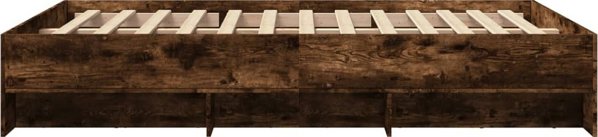 vidaXL Ράμα κρεβατιού από καπνιστό δρυ, 135x190 εκ., υλικό ξύλου μέσης πυκνότητας