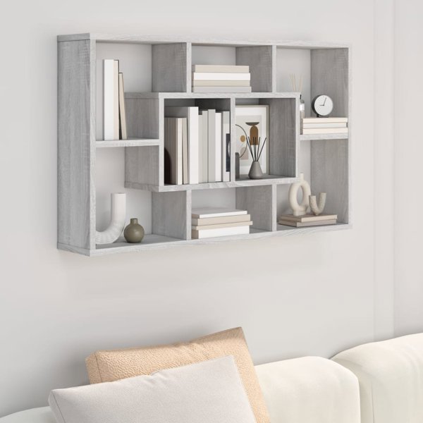 vidaXL Επιτοίχια ραφιέρα γκρι δρυς sonoma 85x16x52,5 cm