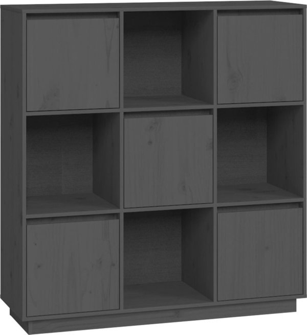 vidaXL Szafka, szara, 110,5x35x117 cm, lite drewno sosnowe