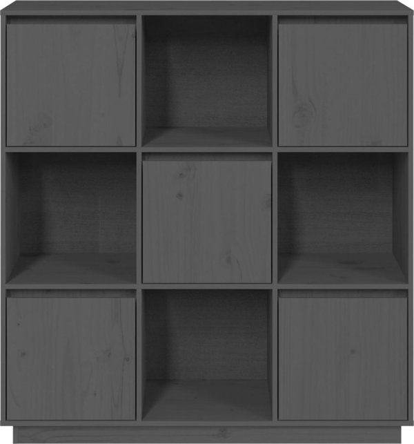 vidaXL Szafka, szara, 110,5x35x117 cm, lite drewno sosnowe