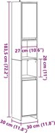 vidaXL Ντουλάπι Μπάνιου Γκρι Σκουριά 30x30x183,5 εκ.