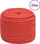 vidaXL Linka zeglarska, czerwona, 16 mm, 25 m, polipropylen