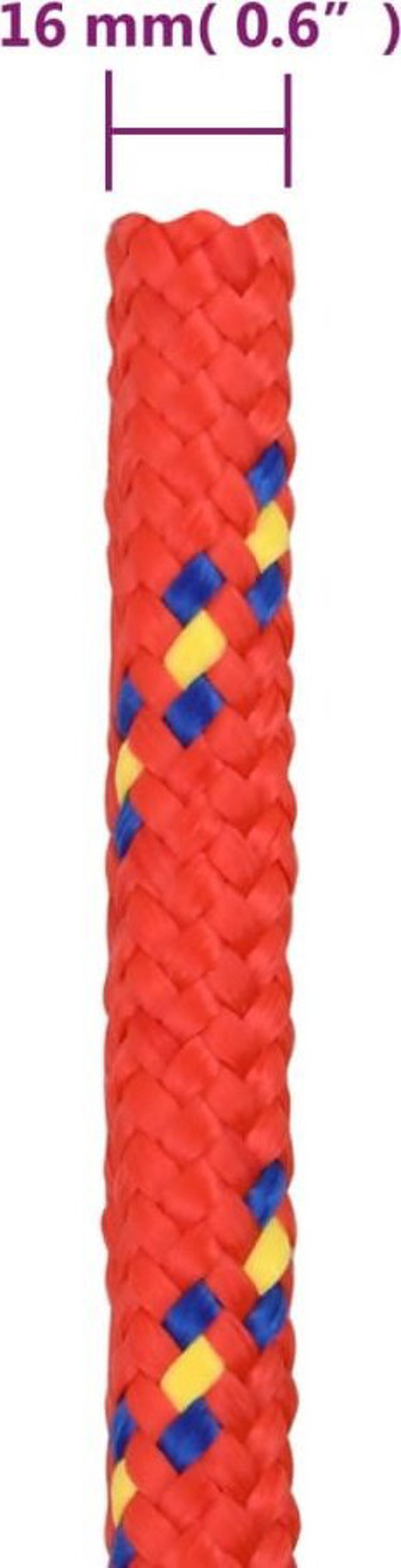 vidaXL Linka zeglarska, czerwona, 16 mm, 25 m, polipropylen