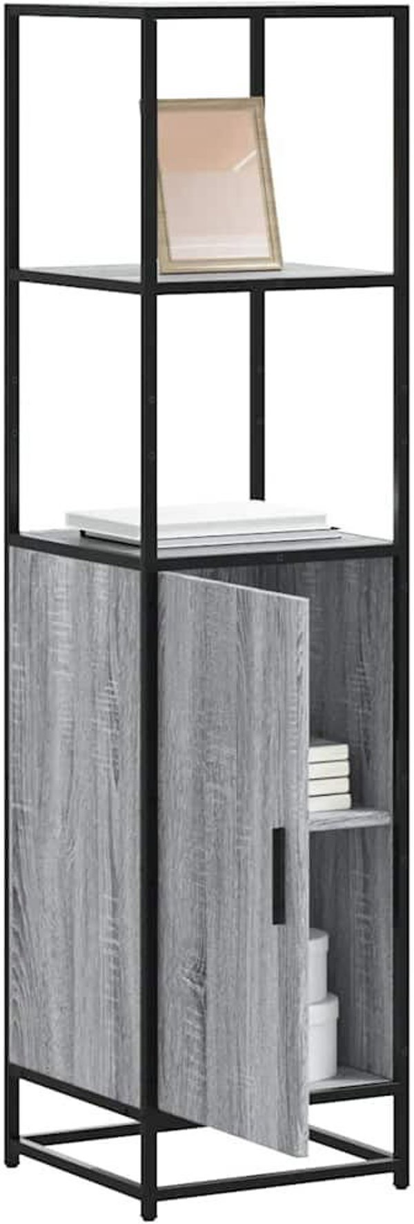 vidaXL Υψηλό Ντουλάπι Μπάνιου, Γκρι Δρυς Sonoma, 35,5x35x139 εκ.