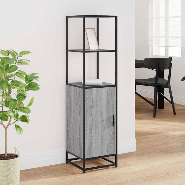vidaXL Υψηλό Ντουλάπι Μπάνιου, Γκρι Δρυς Sonoma, 35,5x35x139 εκ.