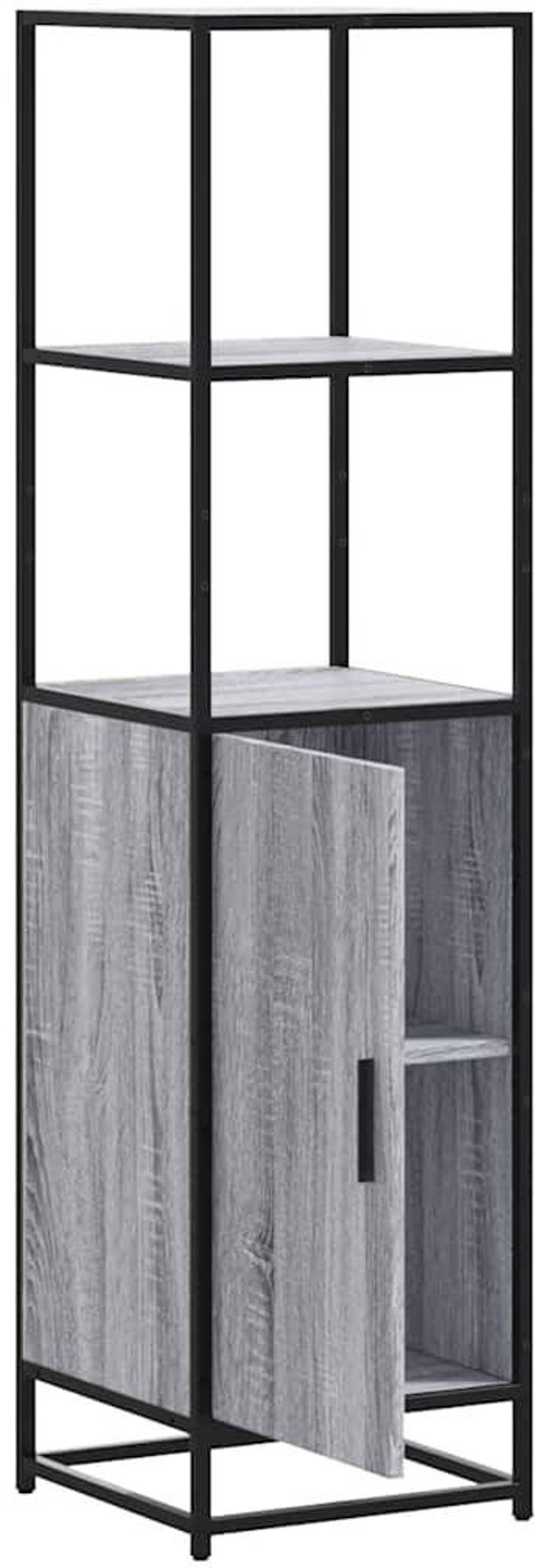 vidaXL Υψηλό Ντουλάπι Μπάνιου, Γκρι Δρυς Sonoma, 35,5x35x139 εκ.